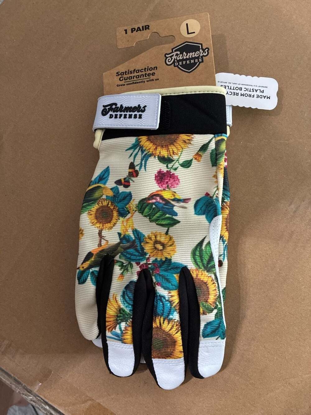 Farmer's Defense Rugged Guard Leather Gardening Gloves - Garden Flower Size L